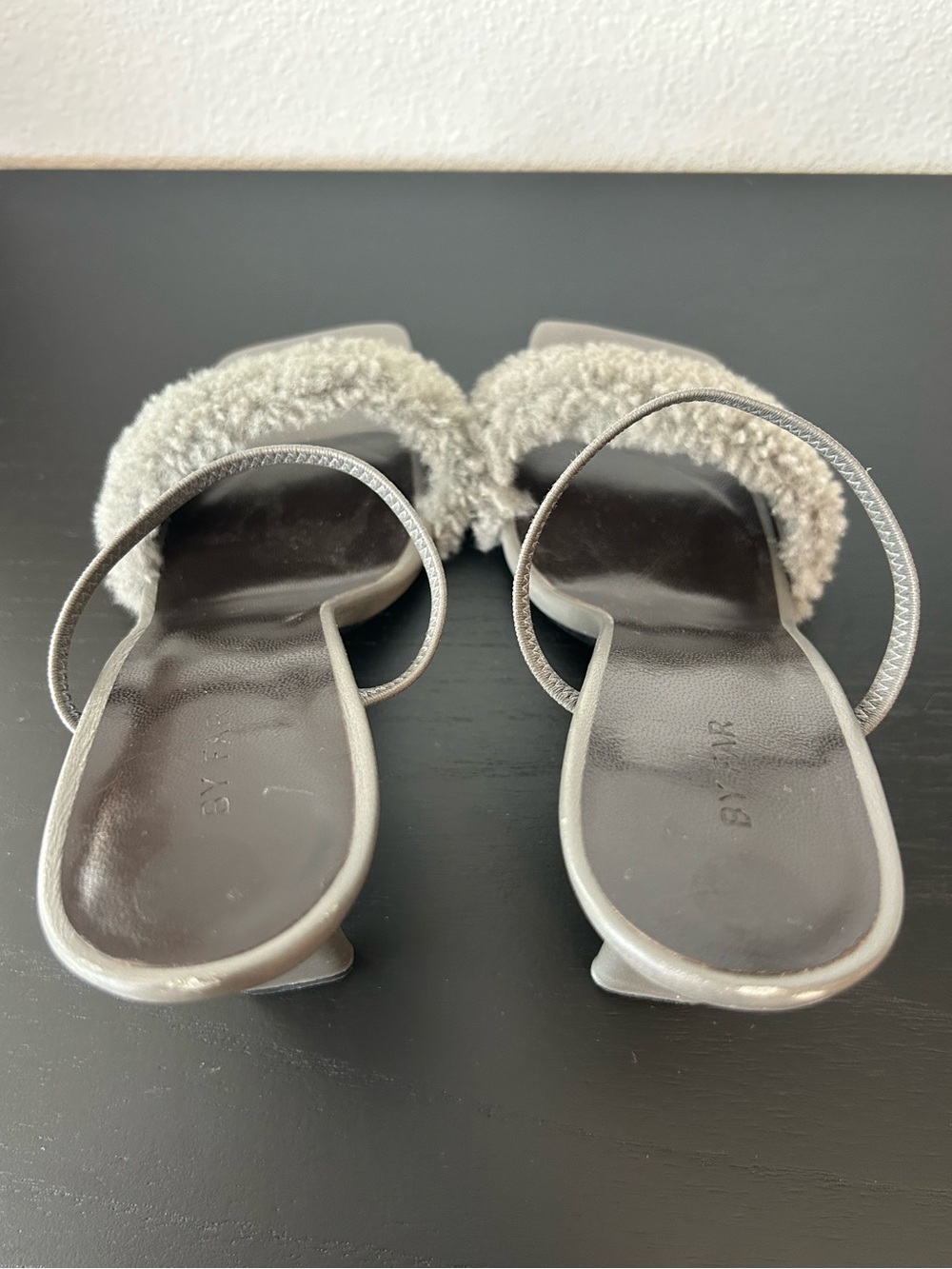 BY FAR Gray Shearling Strap Heeled Sandal - Picture 5 of 10